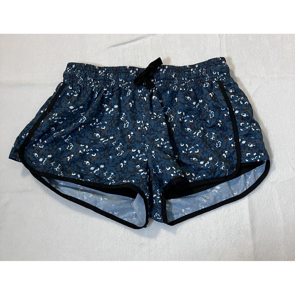 Gef France Flex & Dry Blue Abstract Leopard Lined Running Shorts Medium Gym NWOT